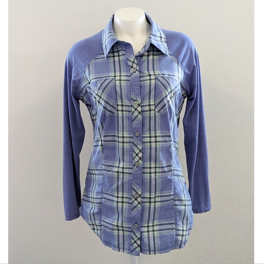 Marmot Women's Light Purple Long Sleeve Button Down Plaid Shirt